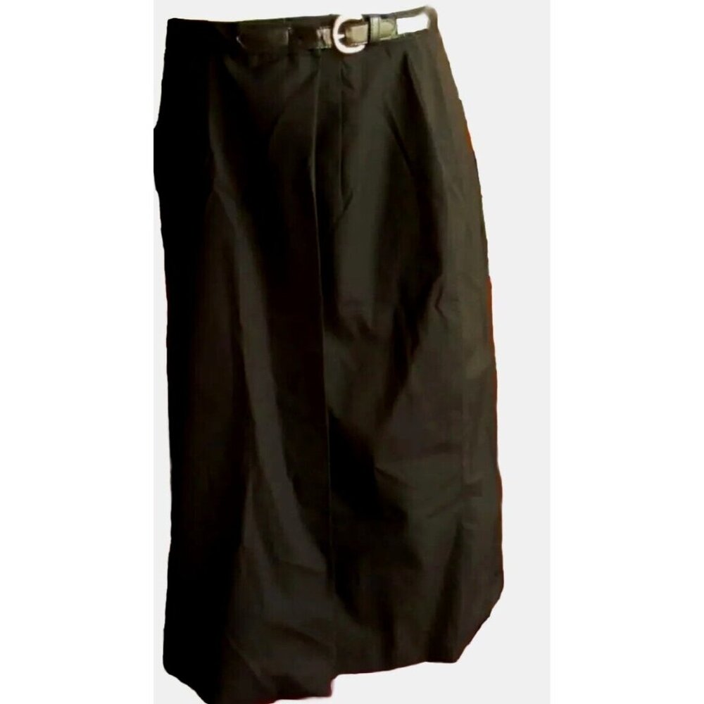 Womens Skirt 27" Vintage 1970's CAROL BRENT BELTED JET BLACK SKORTS SKIRT